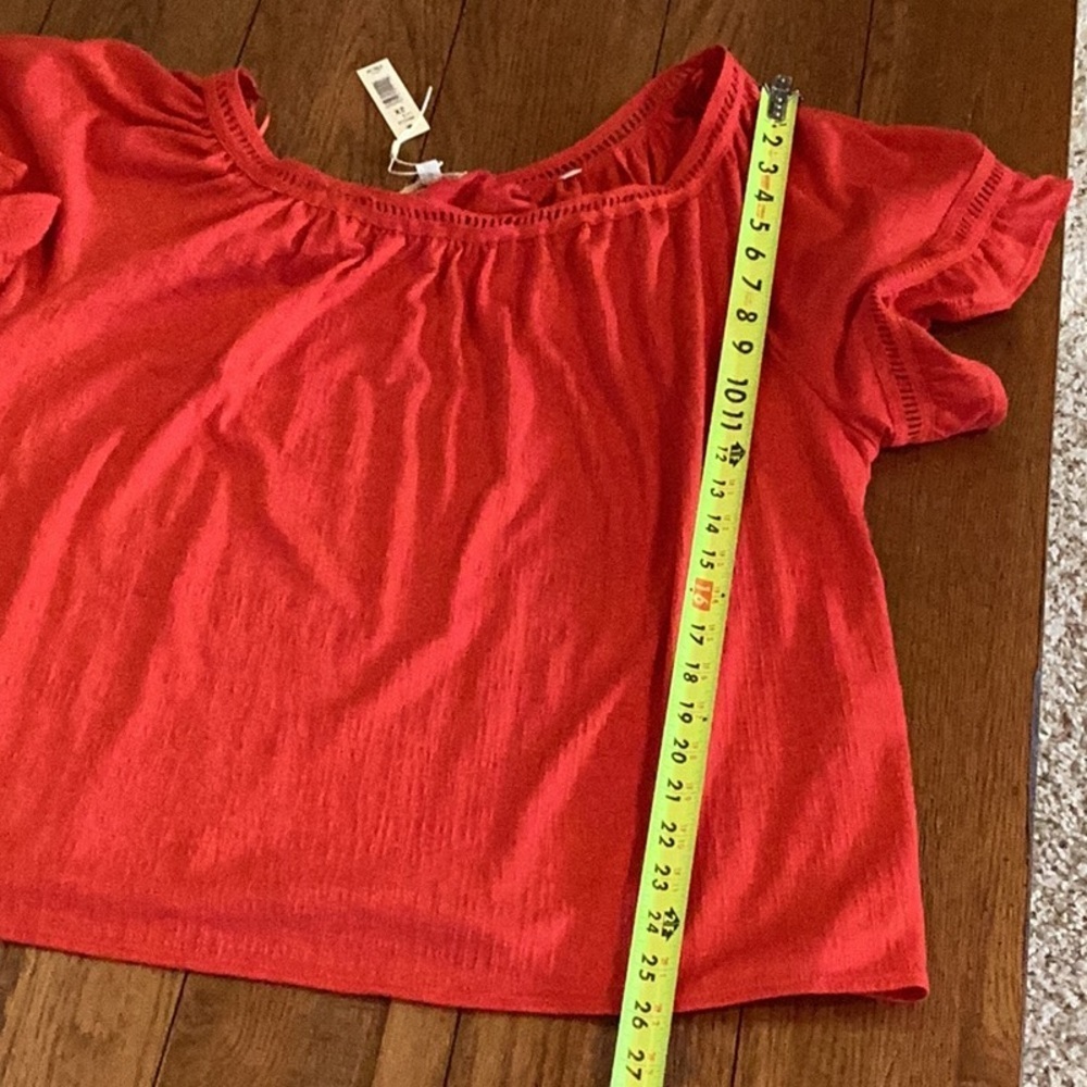 Women's Red Ruffle Sleeve Top - Picture 7 of 14